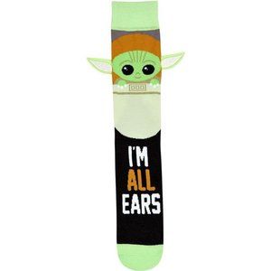 STAR WARS Men's Baby Yoda I'm All Ears Crew Socks with Embroidered Ears
